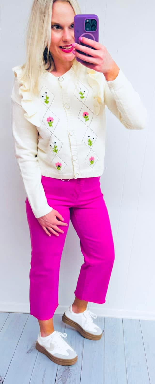 Flower Embroidered Cardigan