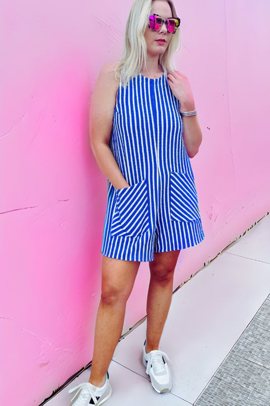 Sleeveless Striped Romper